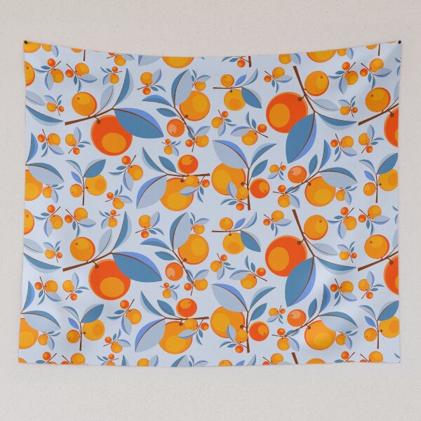 Item preview, Blue Orange Citrus Garden Pattern designed and sold by lanolga.