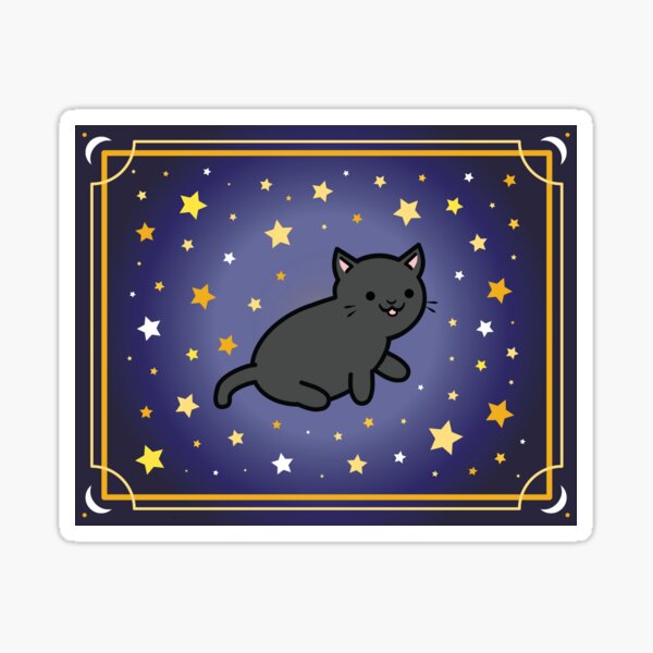 Cute Kawaii White Cat with Moon and Star Frame, Galaxy background | Pet Mat