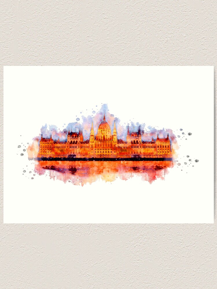 Budapest Parliament Illustration Hungary Travel Poster Budapest Art Print
