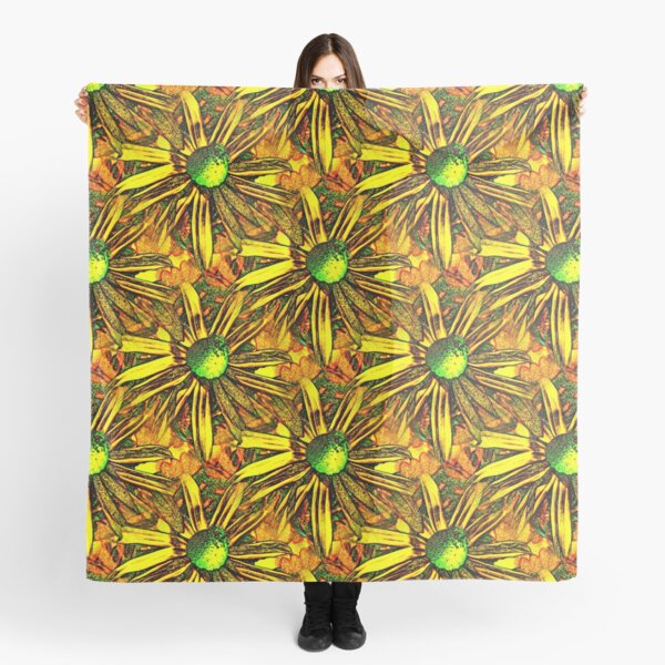 Black Eyed Susan Daisy Flower Art Scarf