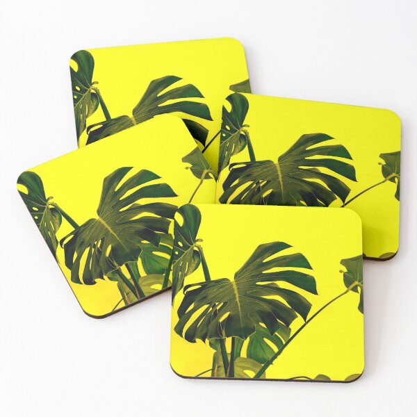 Item preview, Monstera pot plant with leaves in casual fashion on yellowt isolated on white background. designed and sold by Brian Scantlebury.
