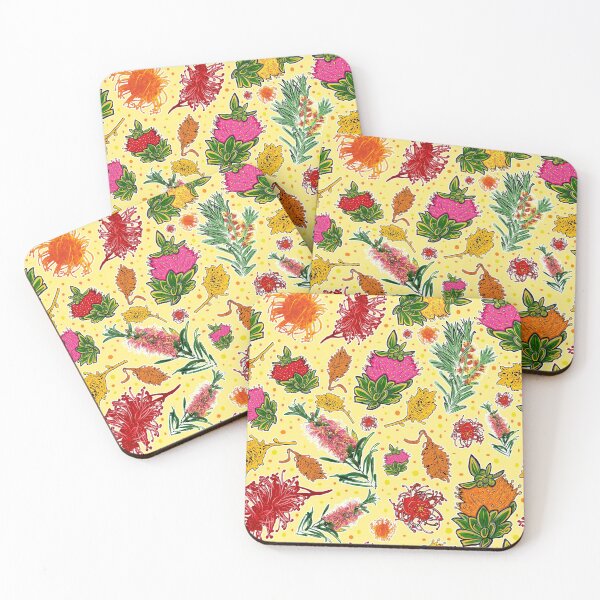 Item preview, Bright Australian Native Flowers on Yellow designed and sold by Annalee Beer.