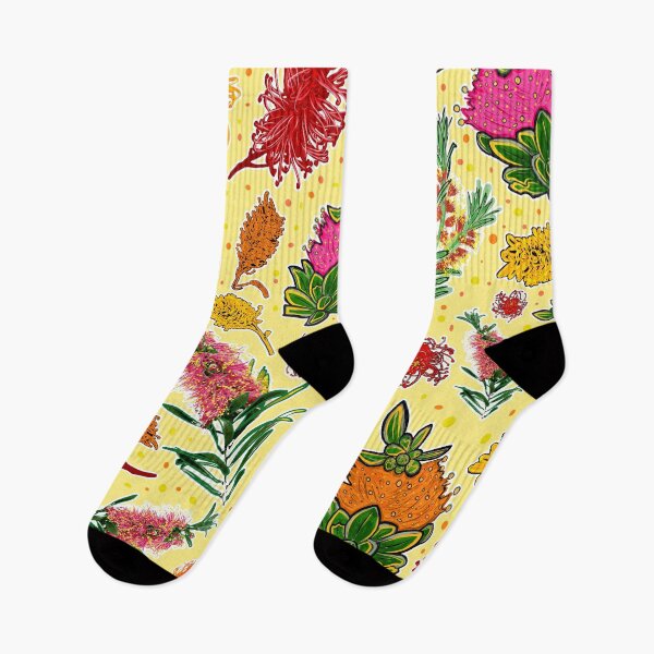 Item preview, Bright Australian Native Flowers on Yellow designed and sold by Annalee Beer.