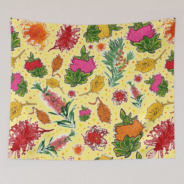 Item preview, Bright Australian Native Flowers on Yellow designed and sold by Annalee Beer.