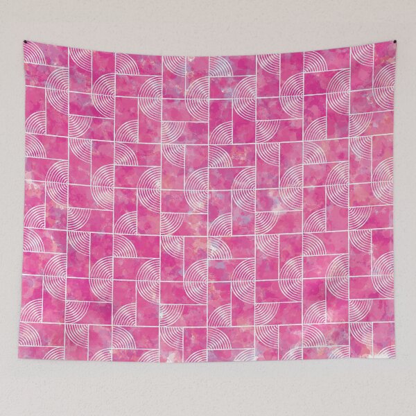 Item preview, Geometric circles and rectangles purple and white pattern designed and sold by Si-Weiya.