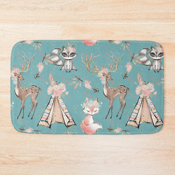 Item preview, Girly Boho with deer, raccoon, fox, tipi designed and sold by Rainbows Galore.