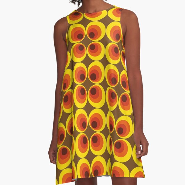 Item preview, Vintage 60s/70s pop circle brown yellow orange pattern design designed and sold by Sipsta.
