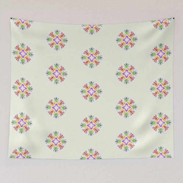 Item preview, Traditional Indian Folk Embroidery Artistic Motif of Phulkari in Digital Watercolors GC-126-04 designed and sold by GraphicCharms.
