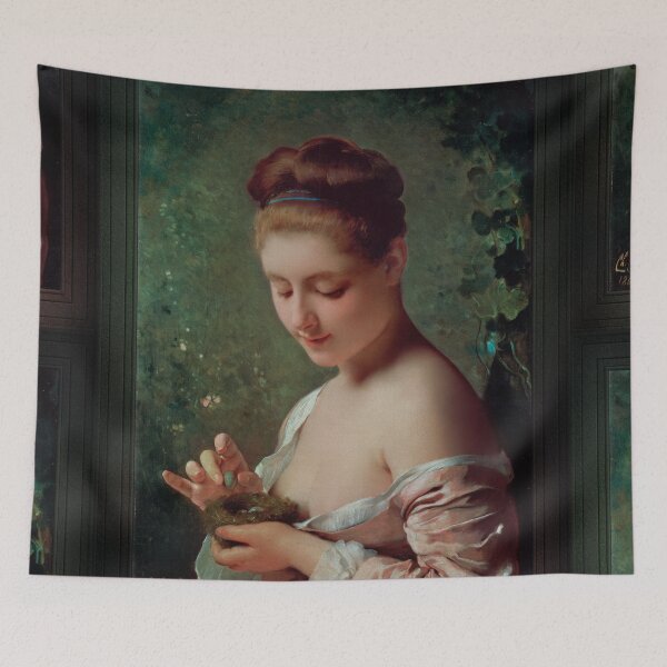 Item preview, La Ragazza Col Nido by Charles Joshua Chaplin Fine Art Old Masters Reproduction designed and sold by Xzendor7 Digital Art Creations.