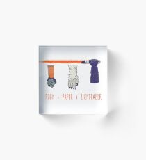 Rock Paper Lightsaber Acrylic Block
