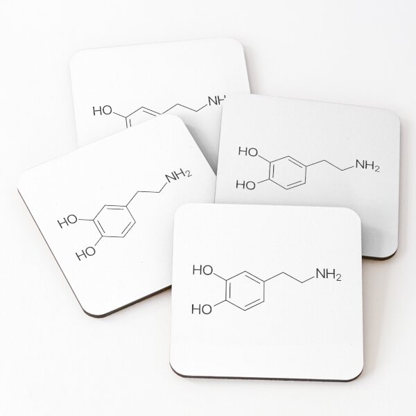 Dopamine Molecule Coasters (Set of 4)