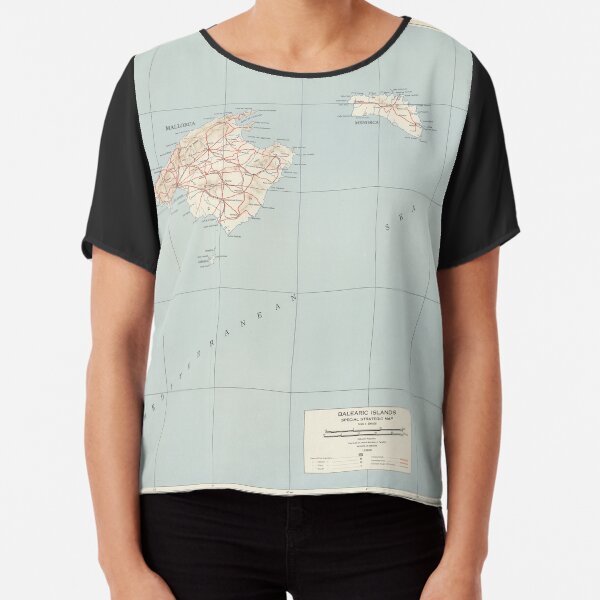 Vintage Karte der Balearen (1943) Chiffon Top