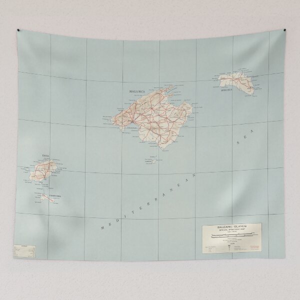 Item preview, Vintage Balearic Islands Map (1943) designed and sold by BravuraMedia.