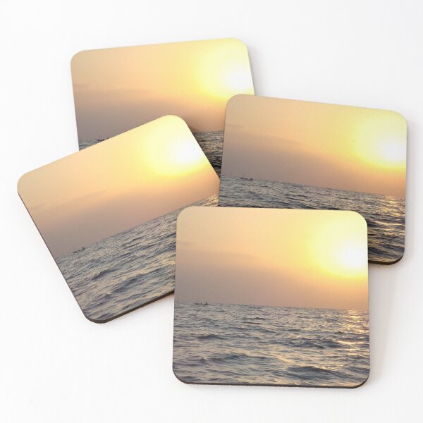 Item preview, Beautiful sunset on the sea with a boat in the distance designed and sold by Artlajf.