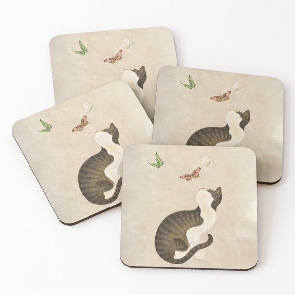 Item preview, Minhwa: cat & butterflies (Korean traditional/folk art) designed and sold by minsillust.