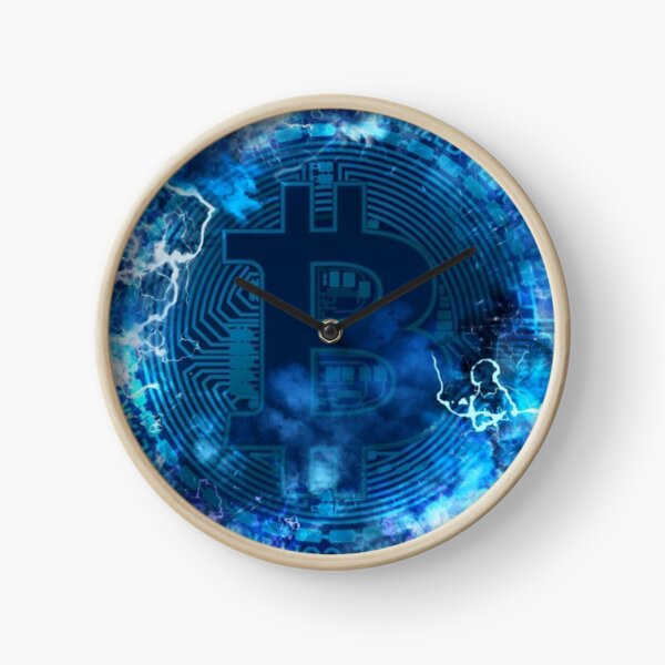 BTC Blockchain in blue Clock