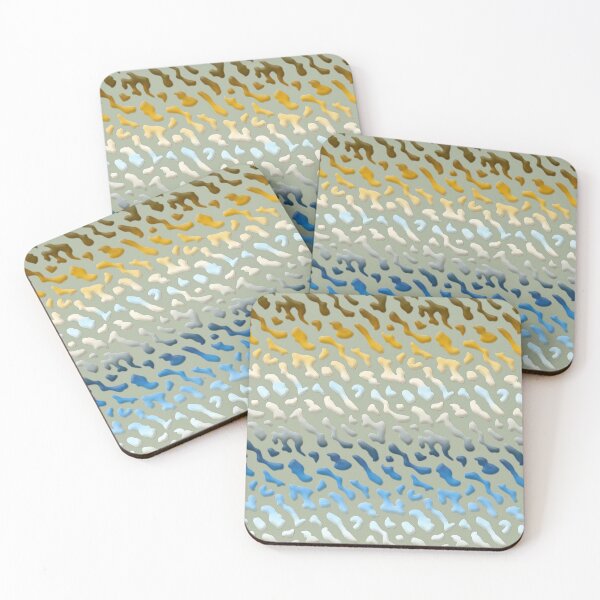 Item preview, Grey beige and blue abstract pattern with spots designed and sold by floraaplus.