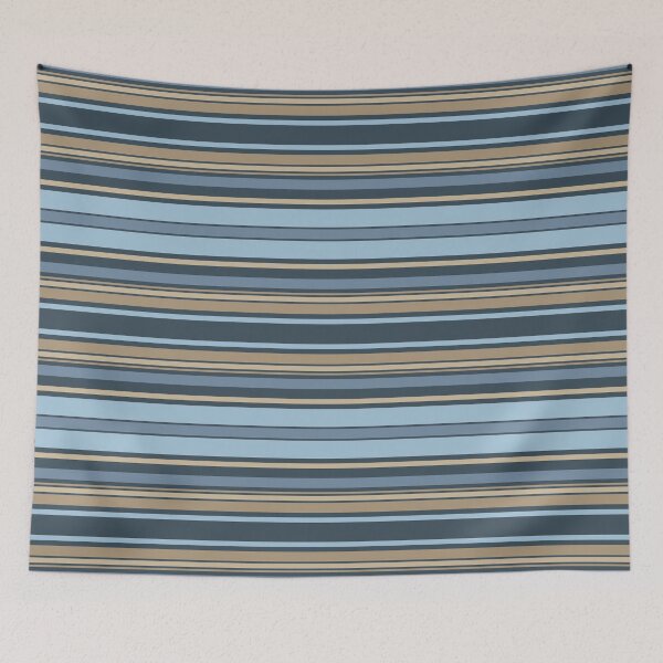 Item preview, Blue & Beige Horizontal Balanced Stripes designed and sold by weirdAffect.