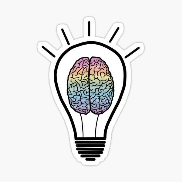 Brainbulb Regenbogen Gehirn Glühbirne Sticker