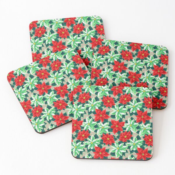 Item preview, Poinsettia, Christmas New Year Floral Pattern Green Red White designed and sold by ptitsa-tsatsa.