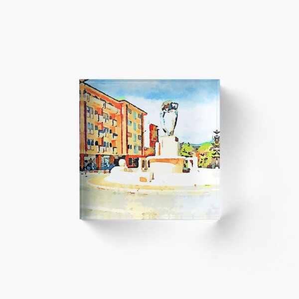 L'Aquila: buildings and fountain Acrylic Block