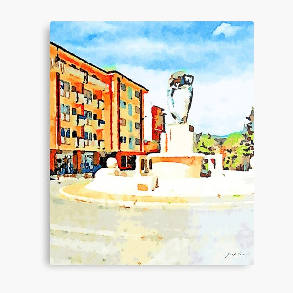 L'Aquila: buildings and fountain Metal Print