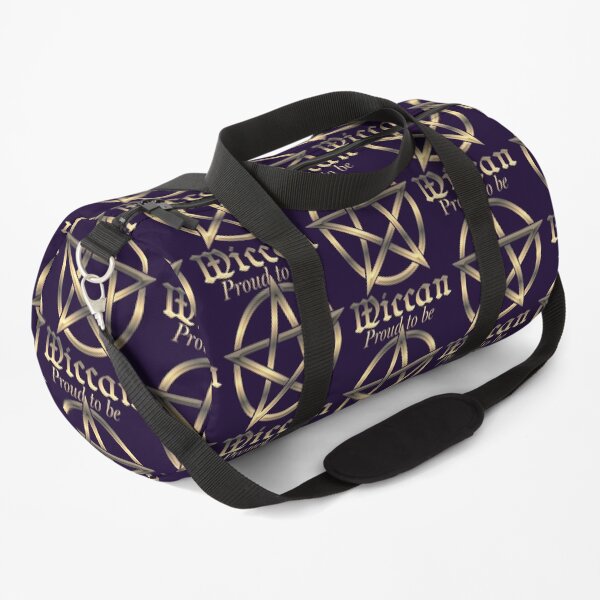 Proud to be Wiccan Golden Pentacle Wicca Statement in Purple Duffle Bag