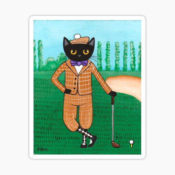 Vista previa del artículo con la obra «Gato en una salida de golf», diseñado y vendido por KilkennyCat Art.
