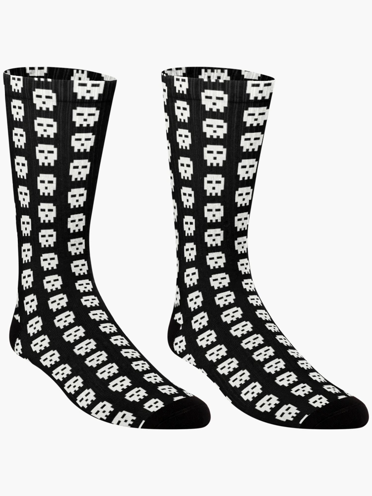 Thumbnail 3 of 5, Socks, Skull (pixel) designed and sold by froggo tees.