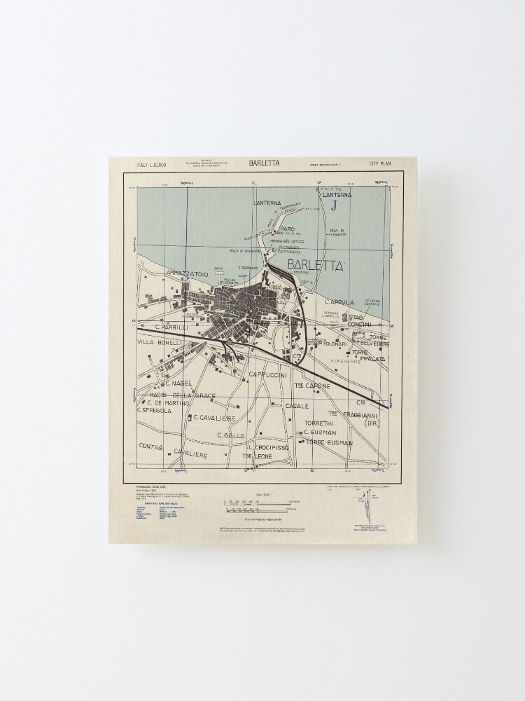 Alternate view of Vintage Map of Barletta Italy (1943) Mounted Print