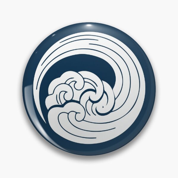 Item preview, Japanese Kamon Crest - Ocean Wave - White Blue Version designed and sold by reyners.