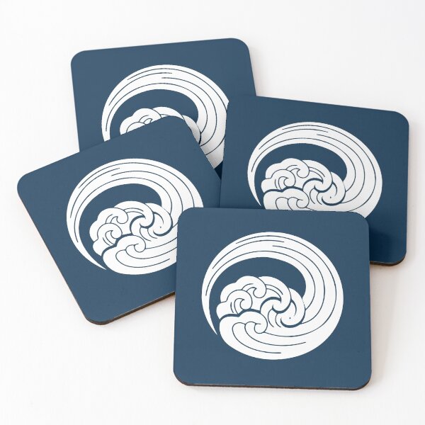 Item preview, Japanese Kamon Crest - Ocean Wave - White Blue Version designed and sold by reyners.