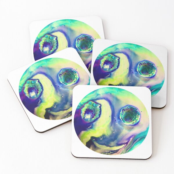 “Happy Alien Influences” Acrylic Pour Coasters (Set of 4)