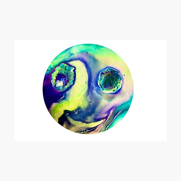 “Happy Alien Influences” Acrylic Pour Photographic Print