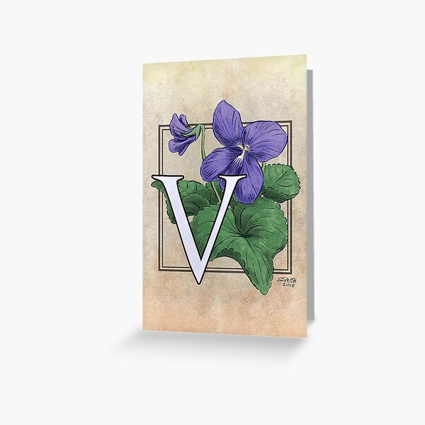 V is for Violet card Greeting Card
