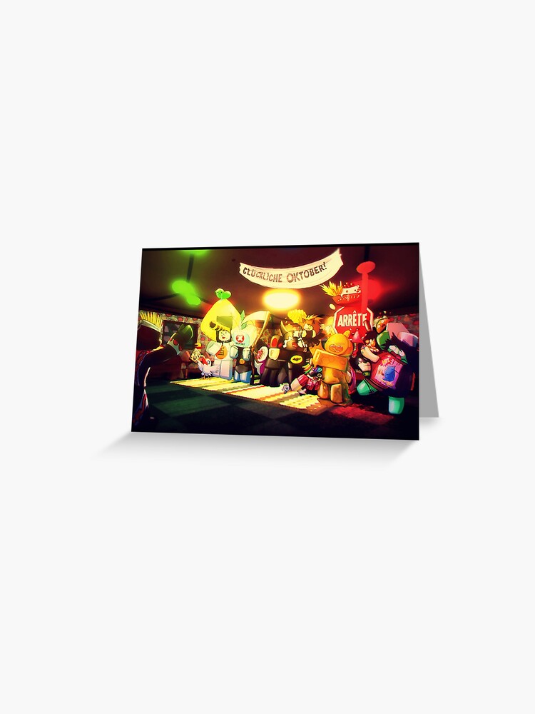 All On Roblox Neon Greeting Card By Best5trading Redbubble - glu glu glu meme roblox version billon