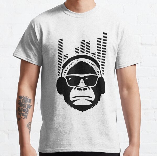 monkey with headphones t shirt