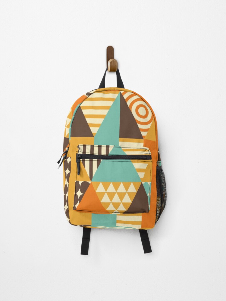 Thumbnail 1 of 3, Backpack, Retro Geometric Abstract Pattern designed and sold by PolarSunDesigns.
