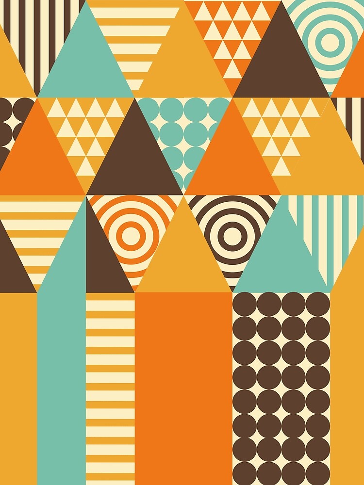 Thumbnail 3 of 3, Scarf, Retro Geometric Abstract Pattern designed and sold by PolarSunDesigns.