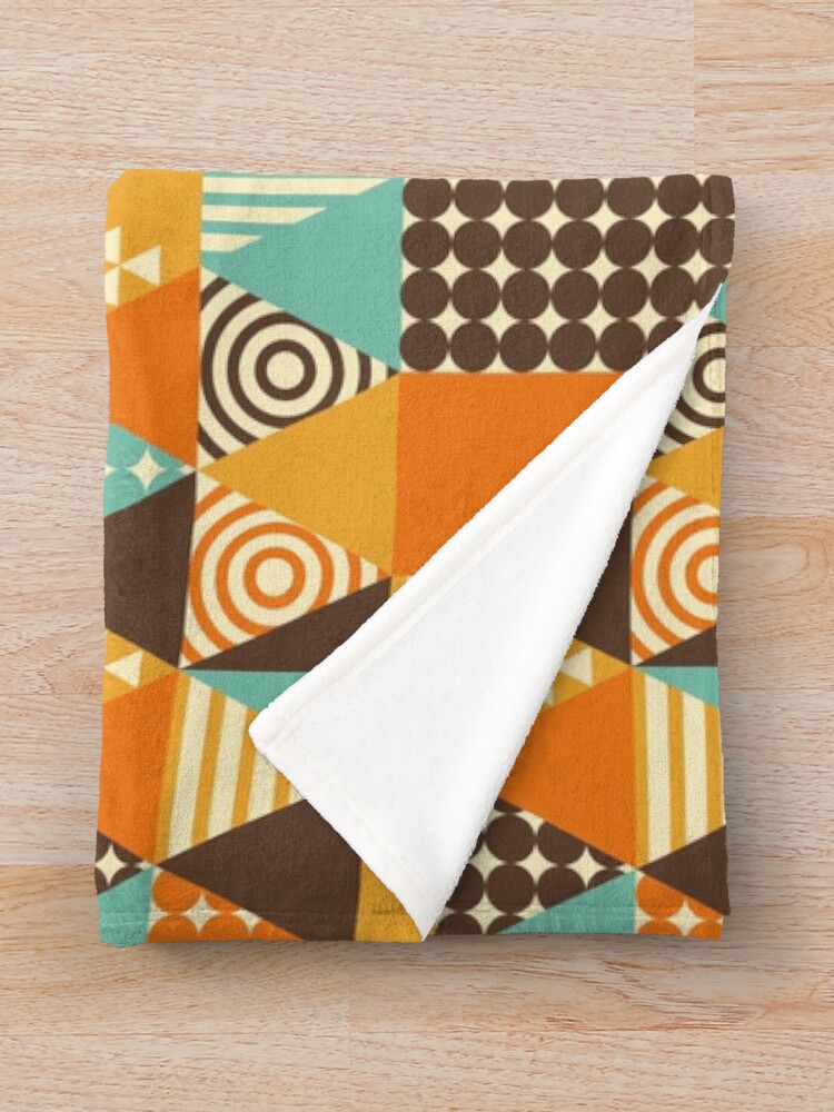 Thumbnail 3 of 6, Throw Blanket, Retro Geometric Abstract Pattern designed and sold by PolarSunDesigns.