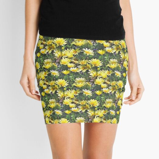 Lots Of Yellow Daisies Flower Art Mini Skirt