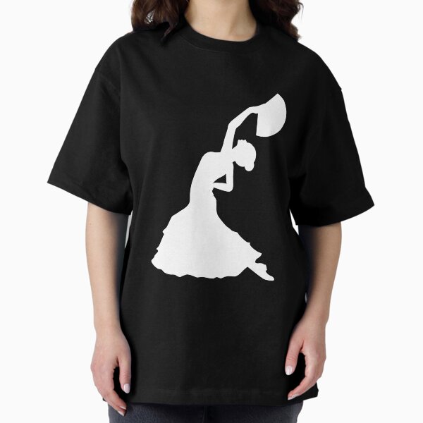 Vista previa del artículo con la obra «Flamenco Dancing - White Dancer on black Background - Flamenco Skirt Dress Costume», diseñado y vendido por EDcreations.