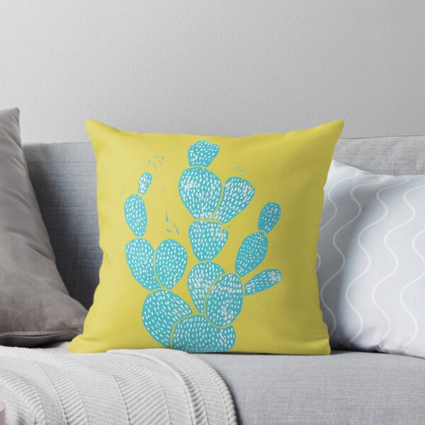 Item preview, Linocut Cacti #1 blue desert designed and sold by BiancaGreen.