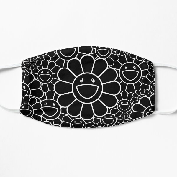 flower mask takashi murakami black white Mask