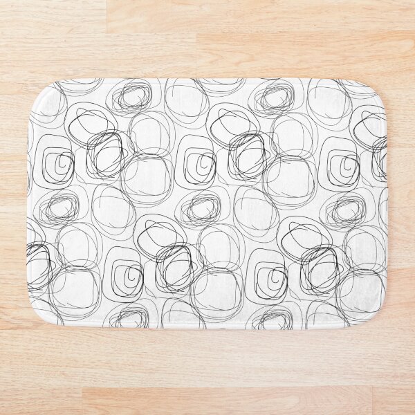 Swirl Lines 1 | Abstract Black and White Pattern Bath Mat