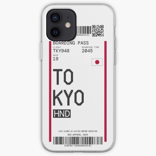 Vinilo o funda para iPhone Estilo de boleto de avión de equipaje con tarjeta de embarque con código de barras Funda blanda para iPhone