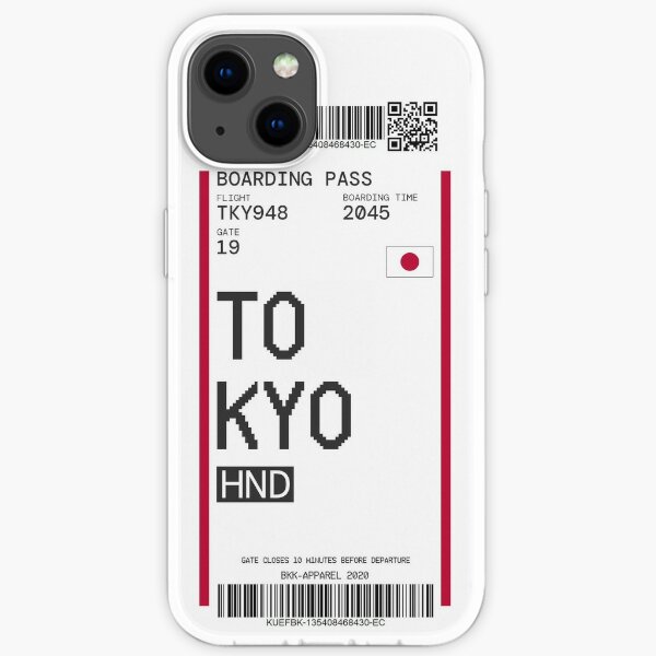Luggage Airline Ticket Style with Barcode Boarding Pass (Tokyo) iPhone Case iPhone Soft Case