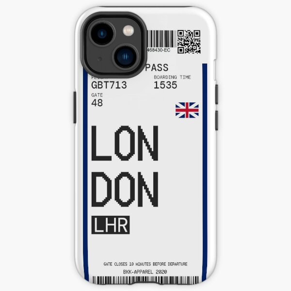 Luggage Airline Ticket Style with Barcode Boarding Pass (London) iPhone Case iPhone Tough Case