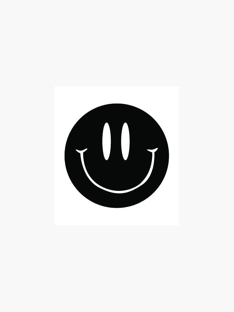 "black + white smiley face" Sticker for Sale by Alixdesaint Redbubble