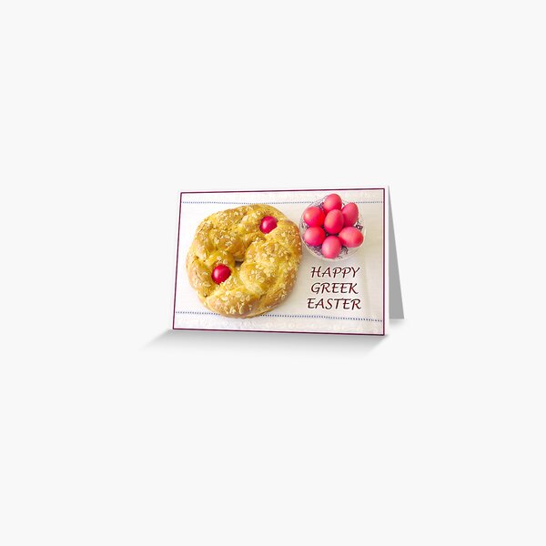 Happy Greek Easter With Tsoureki Greeting Card